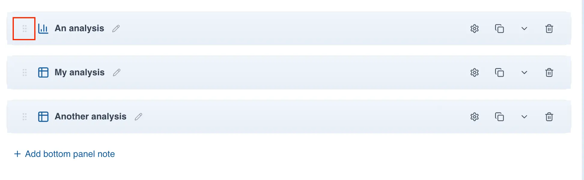 How to reorder an analysis