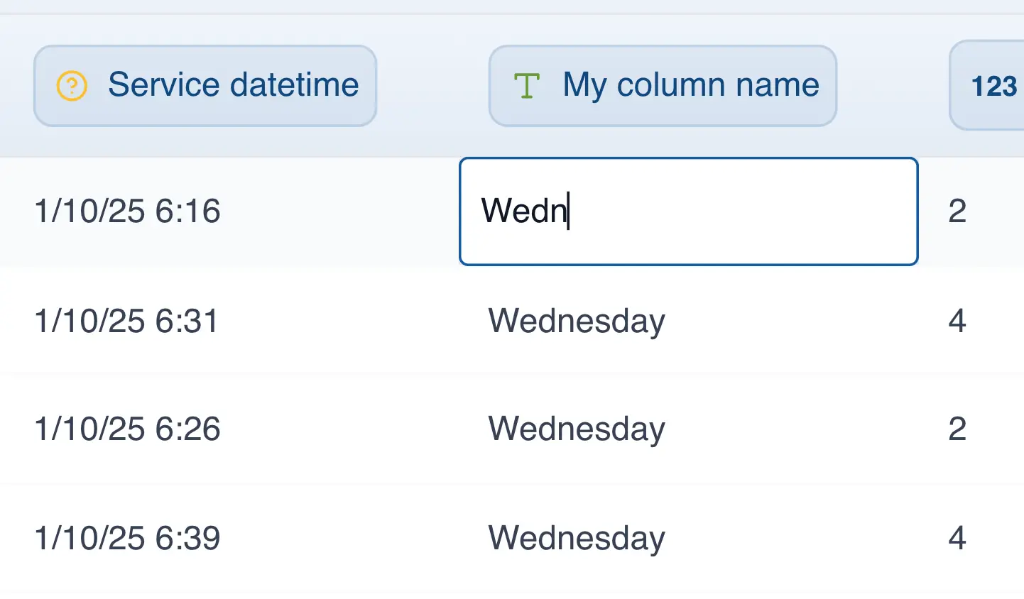 Entering data manually